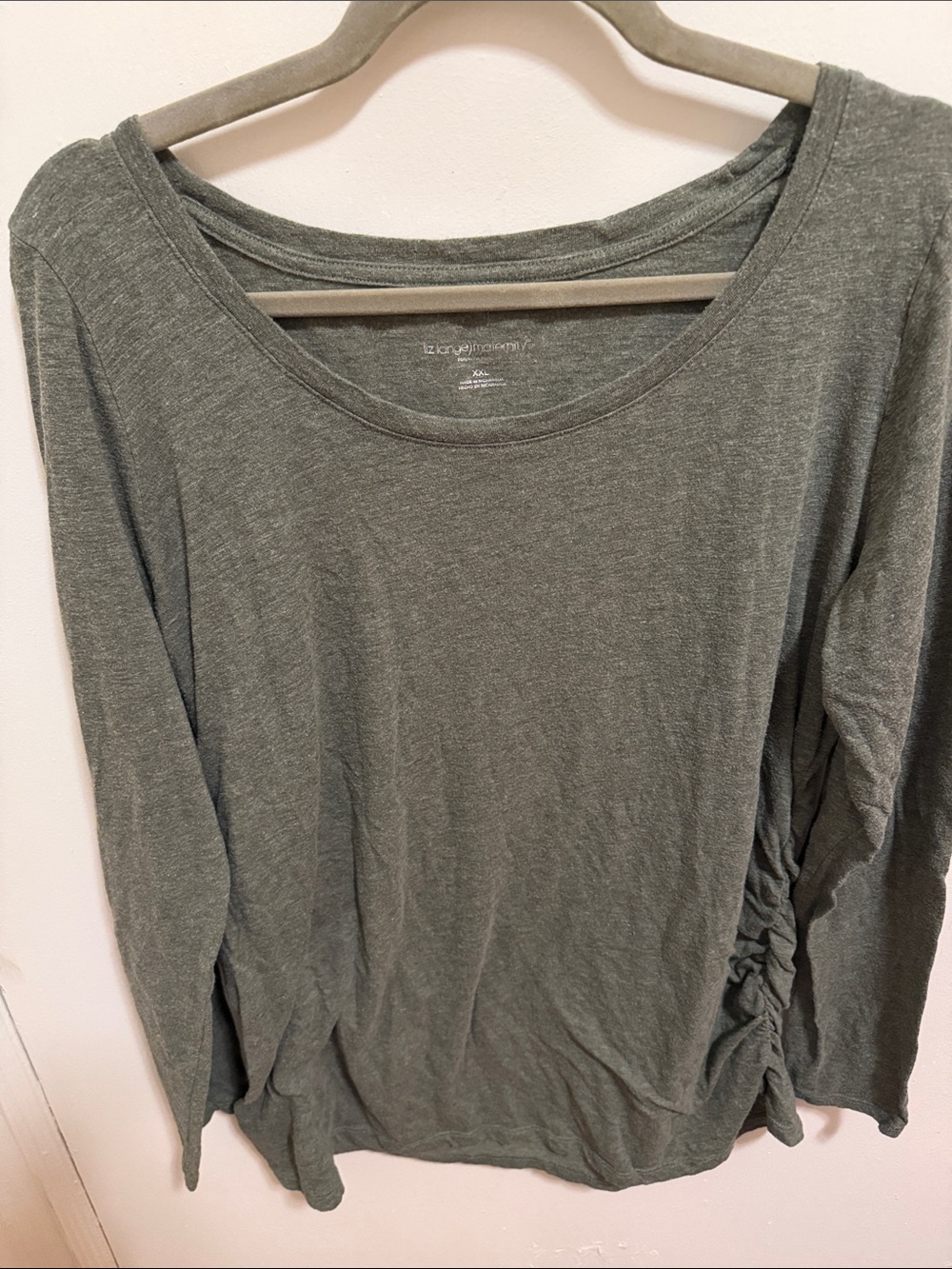Liz Lange Olive Green Scoop Neck Long Sleeve Top